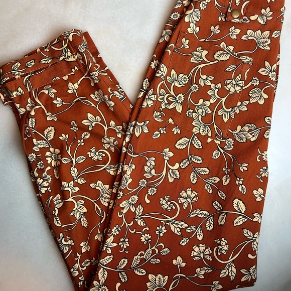 Lovers + Friends Revolve High Rise Drew Pant In Zoe Rust Floral Size XS - NWT - Picture 2 of 13